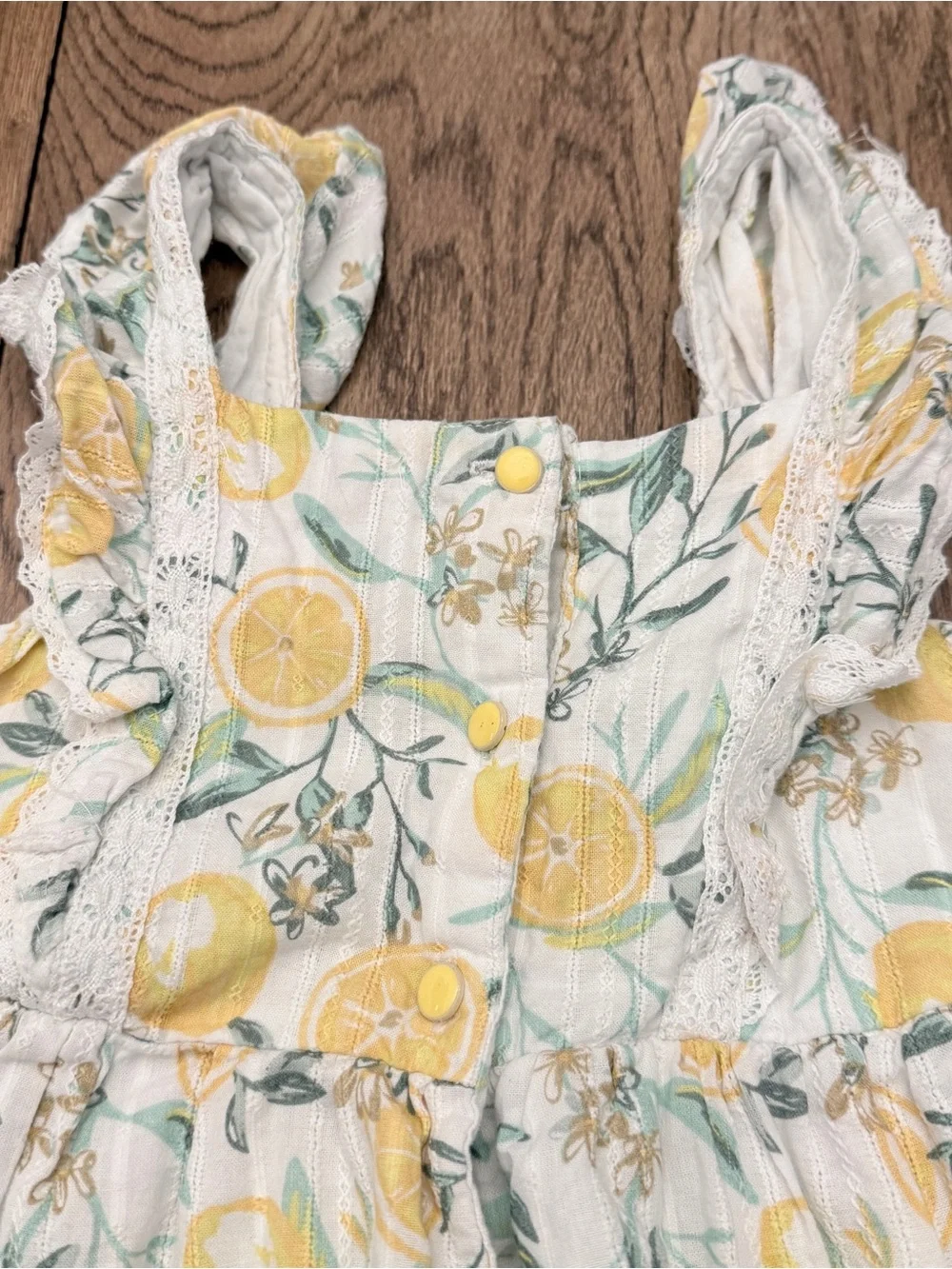 Tommy Bahama Lemon Print Dress | Girls Size 8 | Tiered Ruffle Sundress CUU